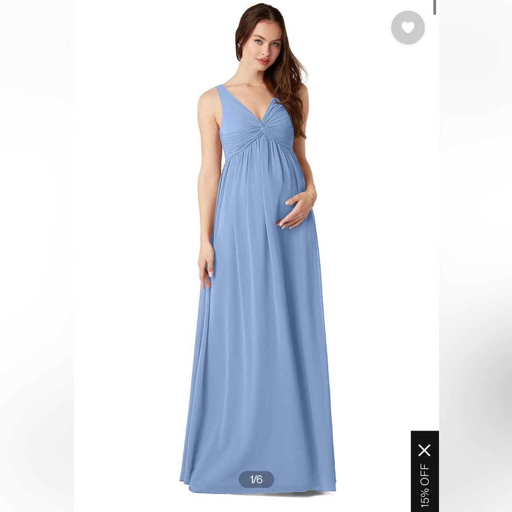 Azazie steel blue maternity bridesmaid dress “yetta”